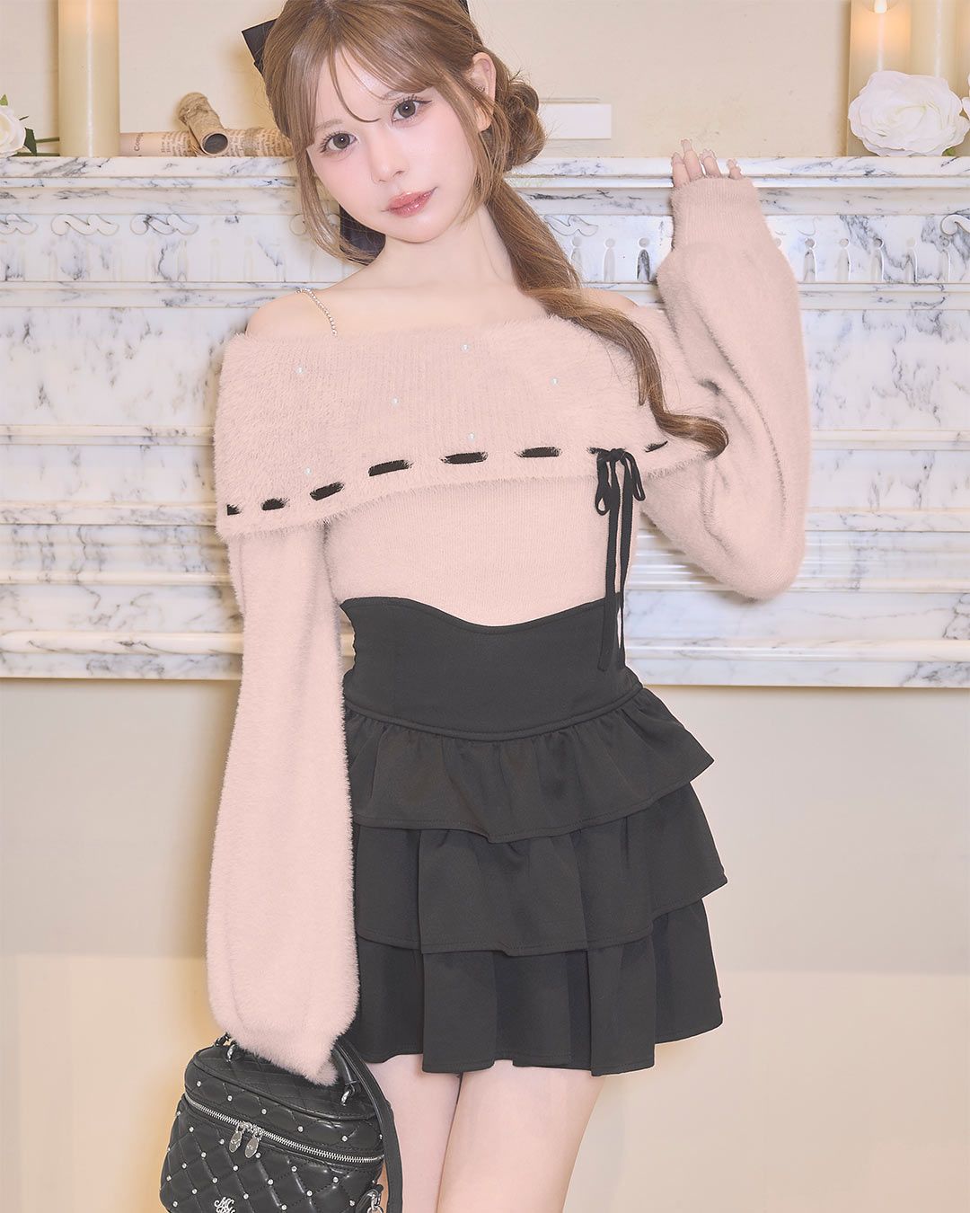 フリル美脚スカート ブラック | ファッション通販＆メディアMyColor