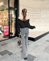 美脚ストレッチフレアデニム ブルー | ファッション通販