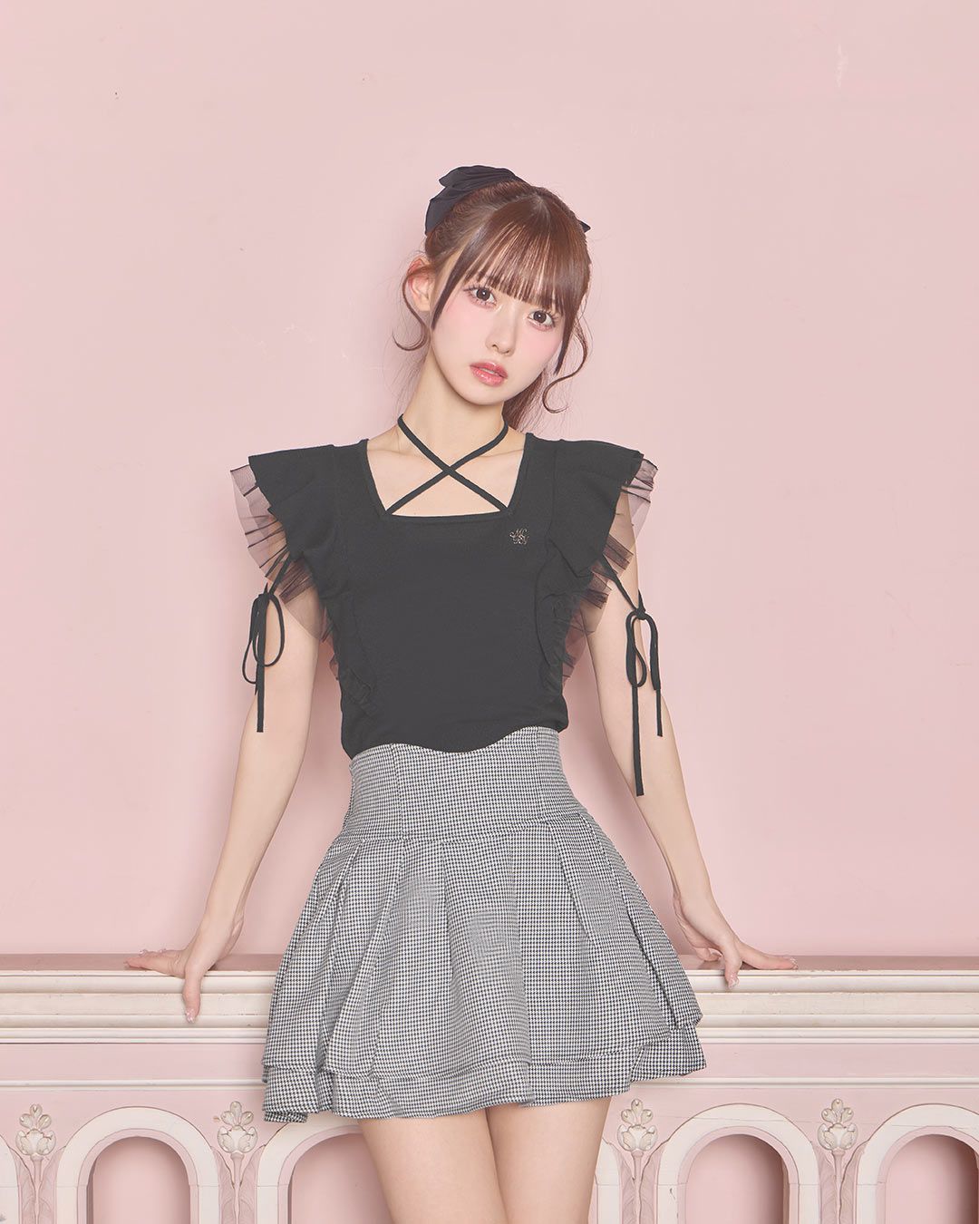 美脚リボンスカート（インナーパンツ付き） ブラック | ファッション