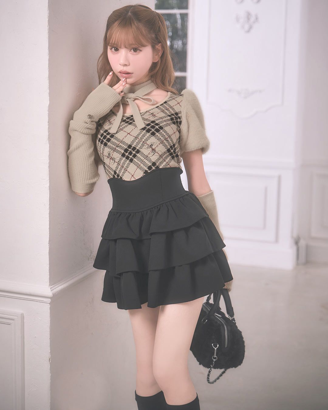 フリル美脚スカート ブラック | ファッション通販＆メディアMyColor