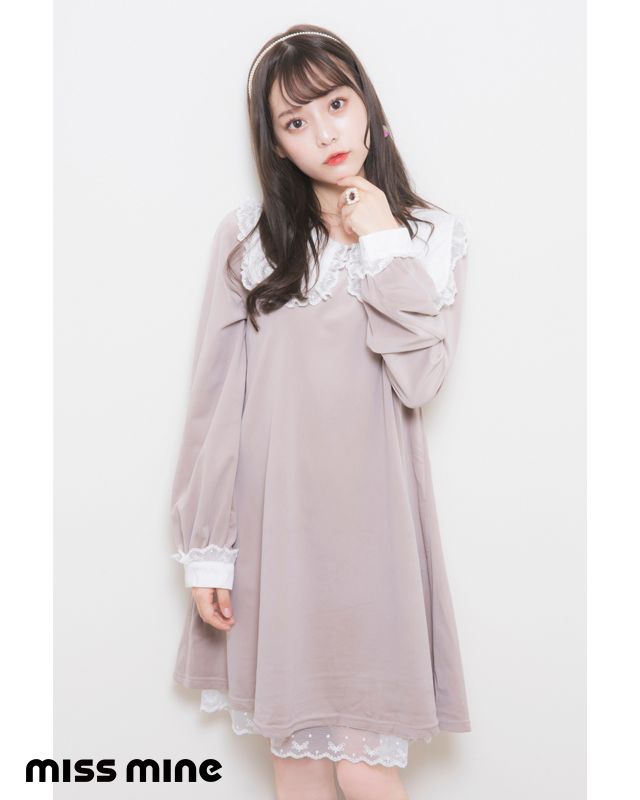 BIGフリル襟 ベロアワンピース【LARME掲載】 | ファッション通販 BIGフリル襟 ベロアワンピース【LARME掲載】 | ファッション通販