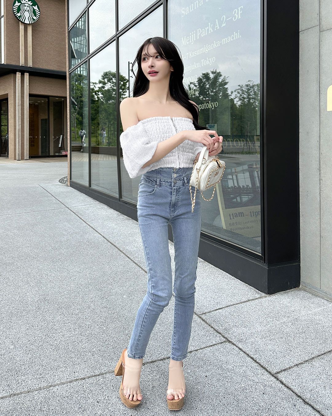 バッククロススキニーデニム ライトブルー | ファッション通販