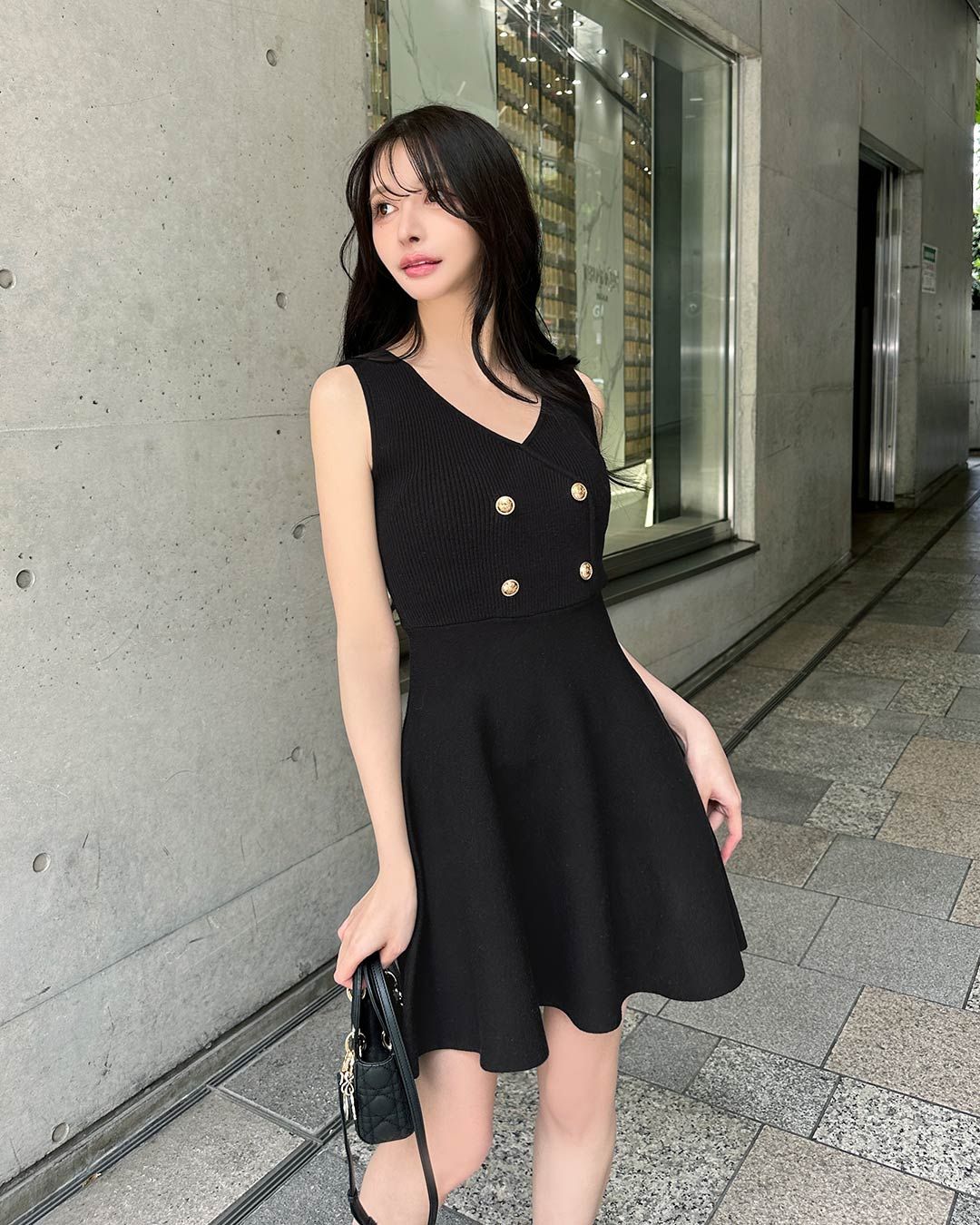 M me eme／Big ribbon flare knit onepiece(eme10527) | All