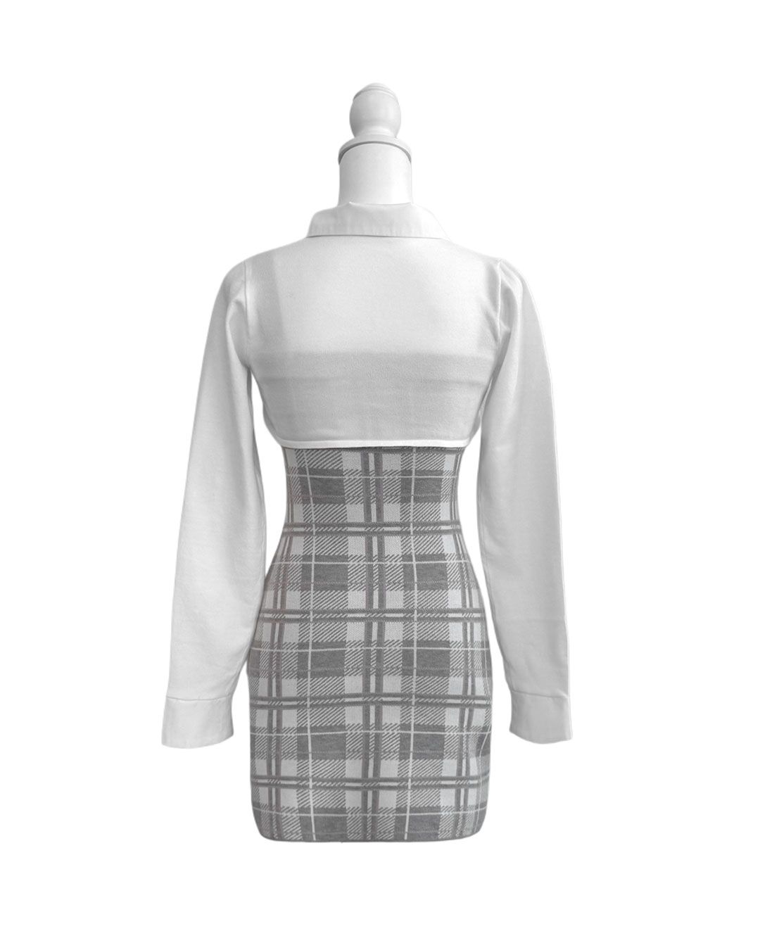 checkアンサンブルロングスリーブワンピース checkアンサンブルロングスリーブワンピース グレー
