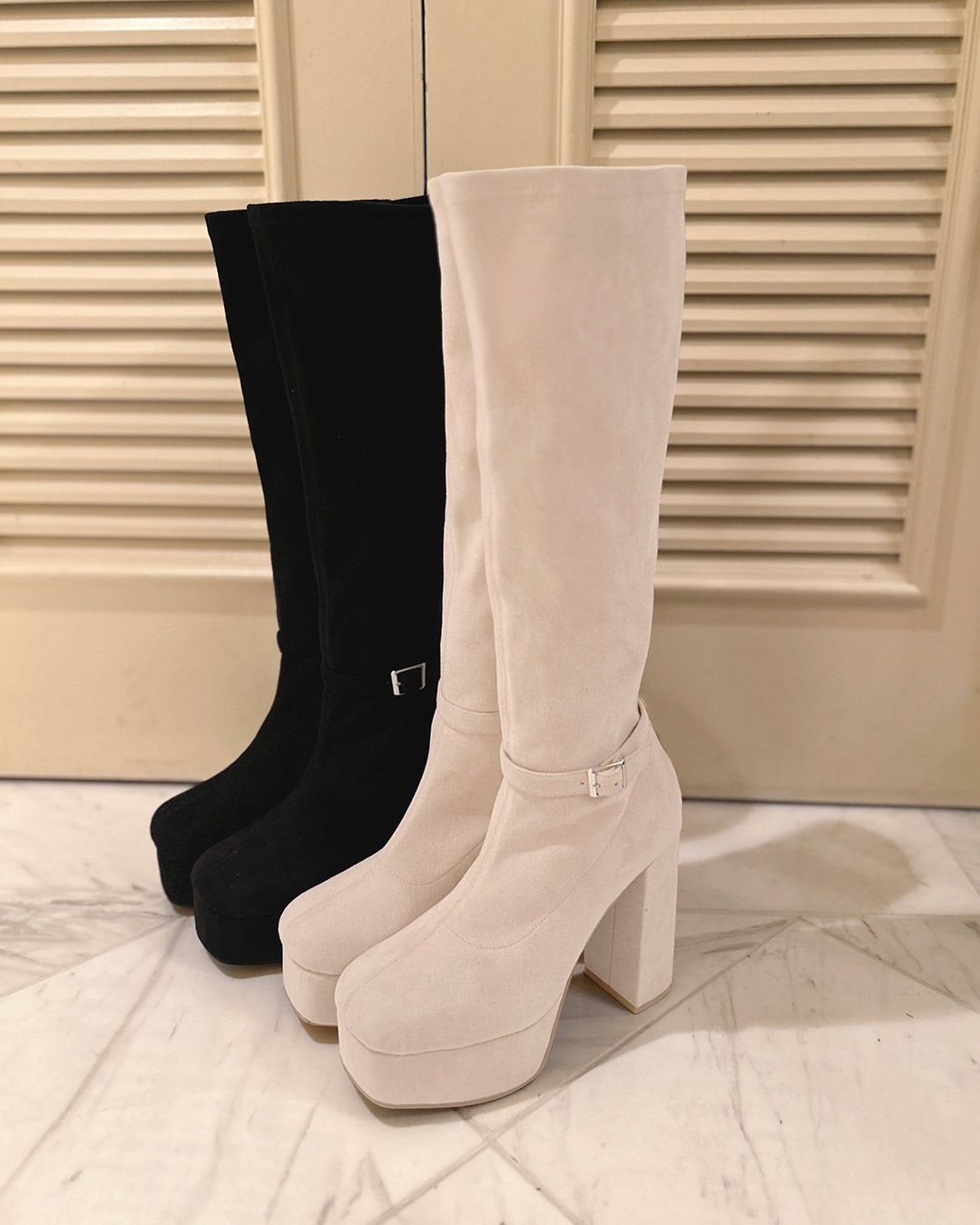 michellMacaron 美脚ストレッチロングブーツ ベージュ M michellMacaron 美脚ストレッチロングブーツ ベージュ M