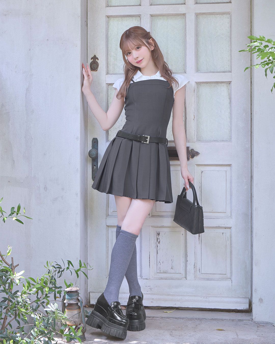 michellMacaron ３点setベルトワンピ グレー 3点setベルトワンピ グレー | ファッション通販＆メディア