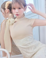 リボンスリーブワンピース michellMacaron アイボリー XSサイズ リボンスリーブワンピース michellMacaron アイボリー XSサイズ