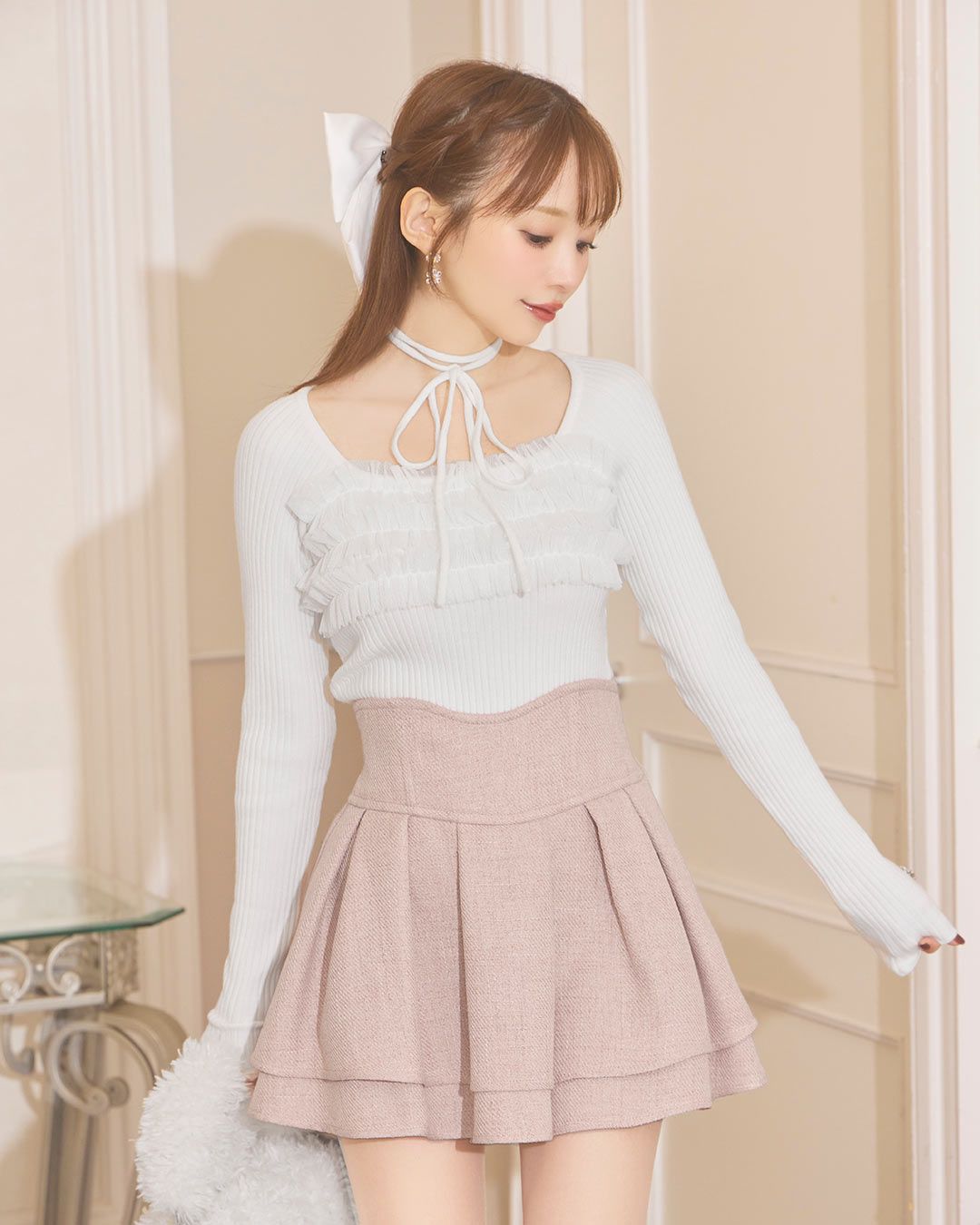 美脚エレガントツイードスカート ピンク | ファッション通販＆メディア