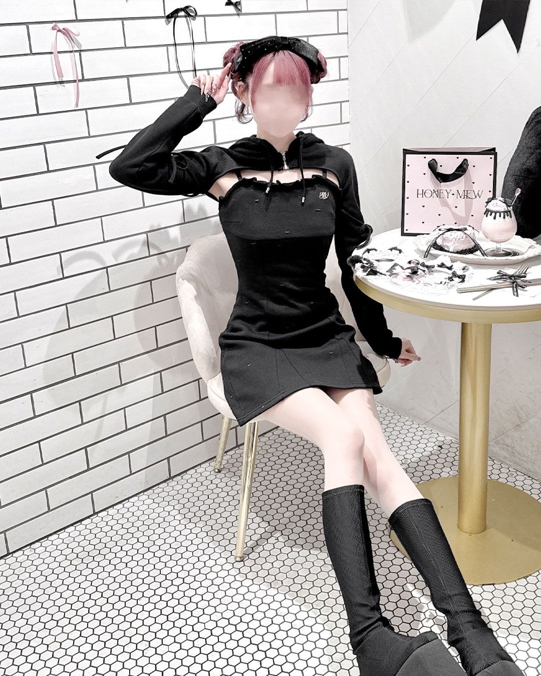 pimiri cafe Collaboration】Luv スウェットアンサンブルパーカー