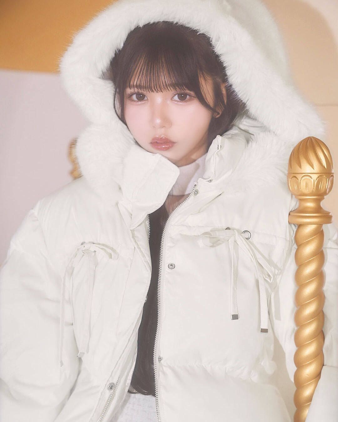 ファーフードリボンダウンコート ピンク | ファッション通販＆メディア