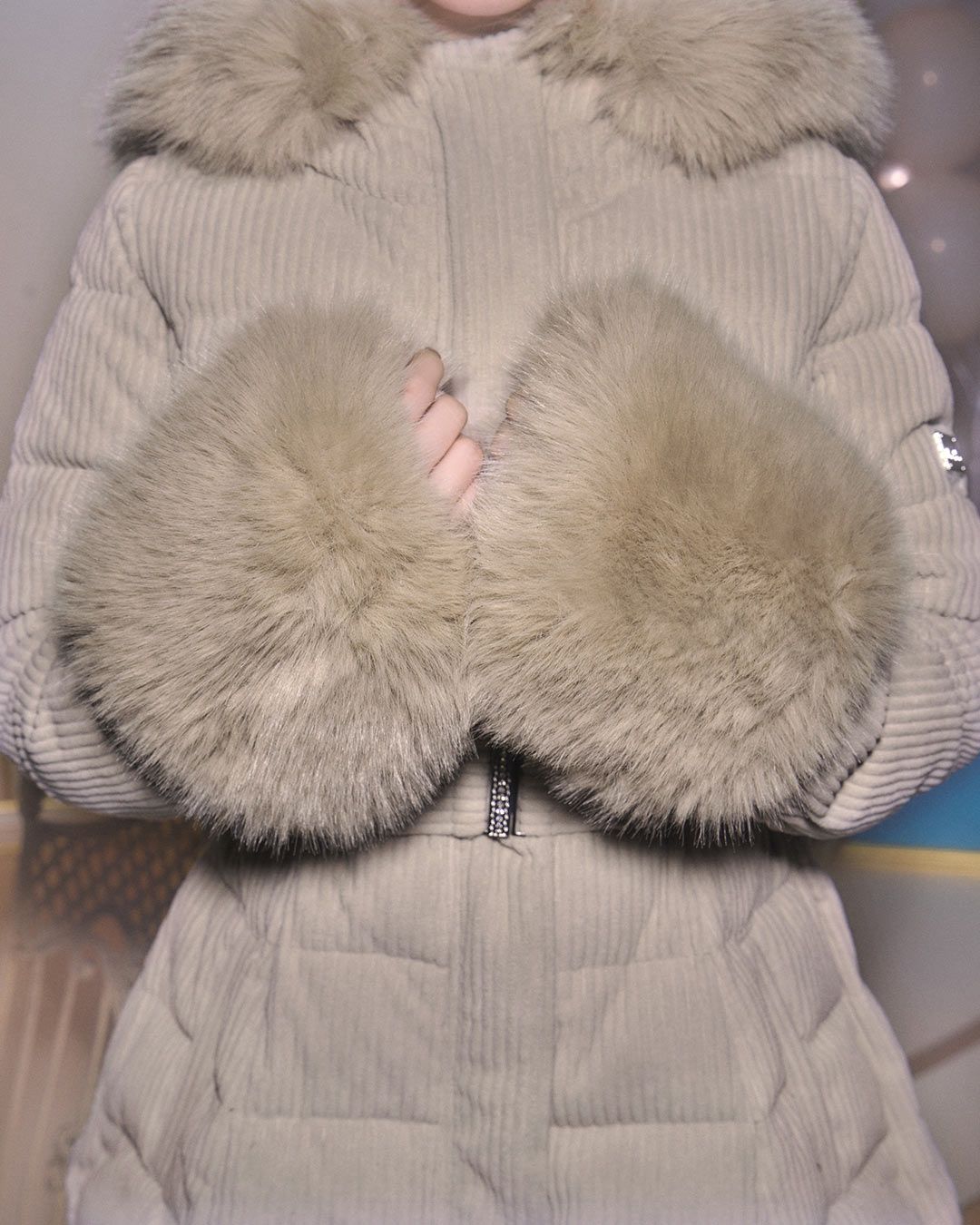 コーデュロイベルトダウンコート ベージュ | ファッション通販