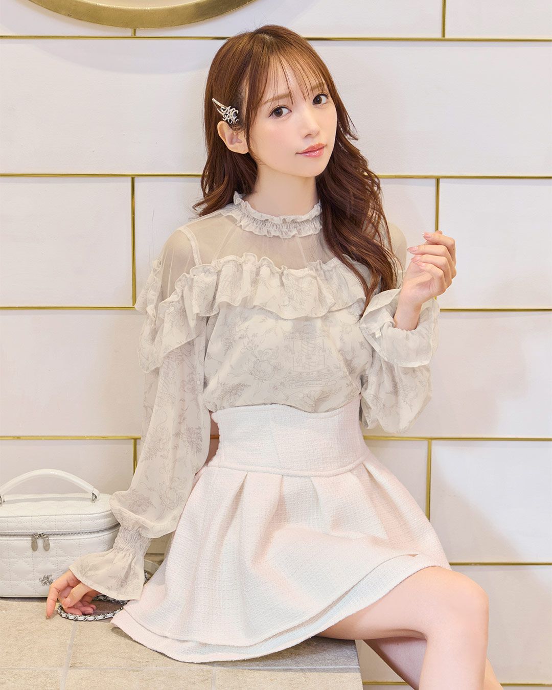 michellMacaron白ツイードスカート ツイード美脚スカート ホワイト | ファッション通販＆メディア