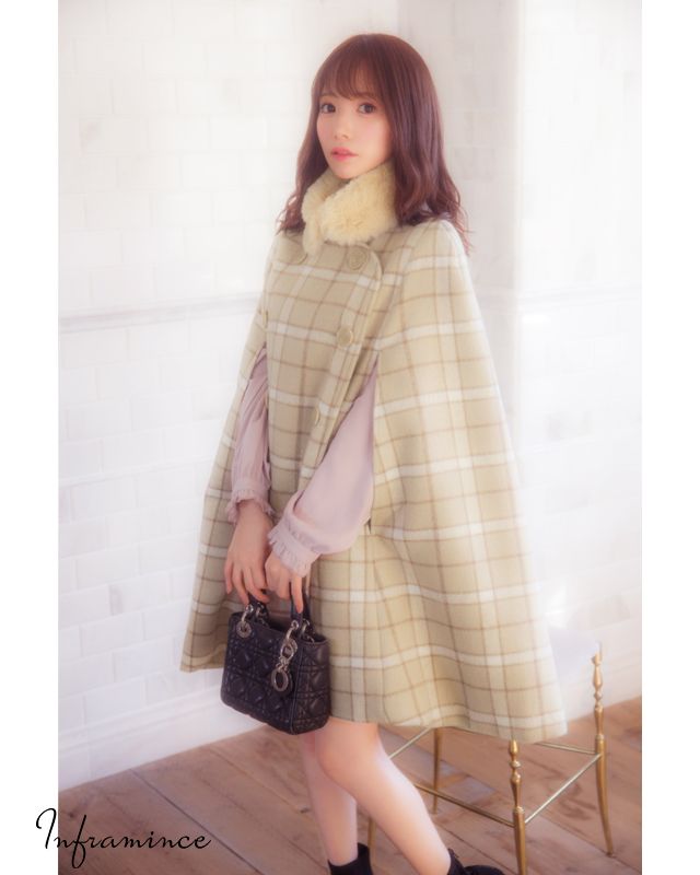 チェックケープコート【LARME掲載】 | ファッション通販&メディアMyColor ~マイカラー~ チェックケープコート【LARME掲載】 | ファッション通販&メディアMyColor ~マイカラー~