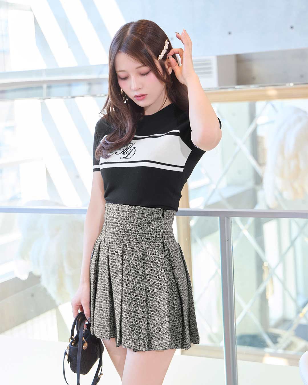 コルセットツイードスカート(インナーパンツ付) ピンク | ファッション