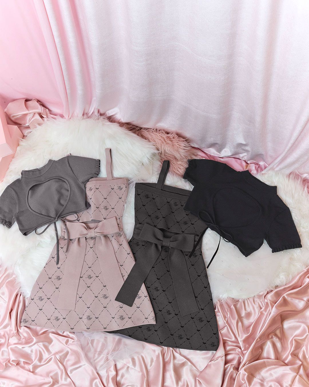 HONEY MEW HWモノグラムアンサンブルワンピース グレー HWモノグラムアンサンブルワンピース グレー | ファッション通販