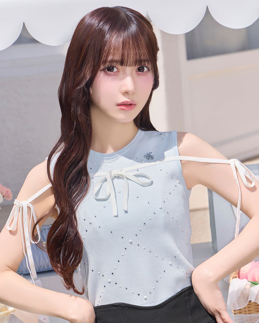パールビジューキルティングトップス ブルー | ファッション通販