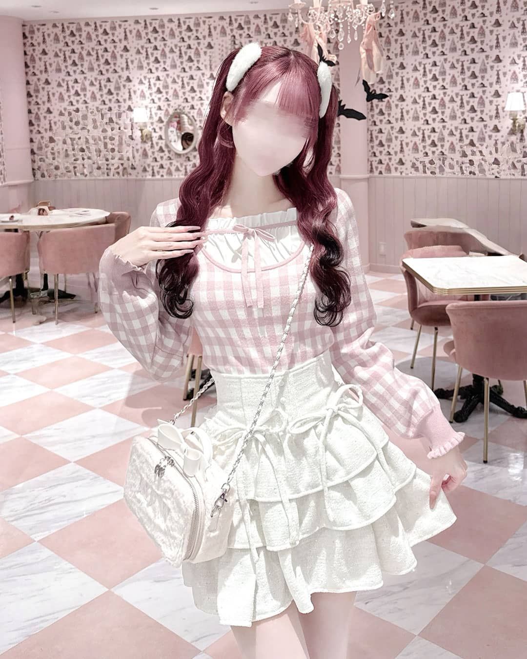 ストラップリボンギンガムチェックトップス ピンク | ファッション通販