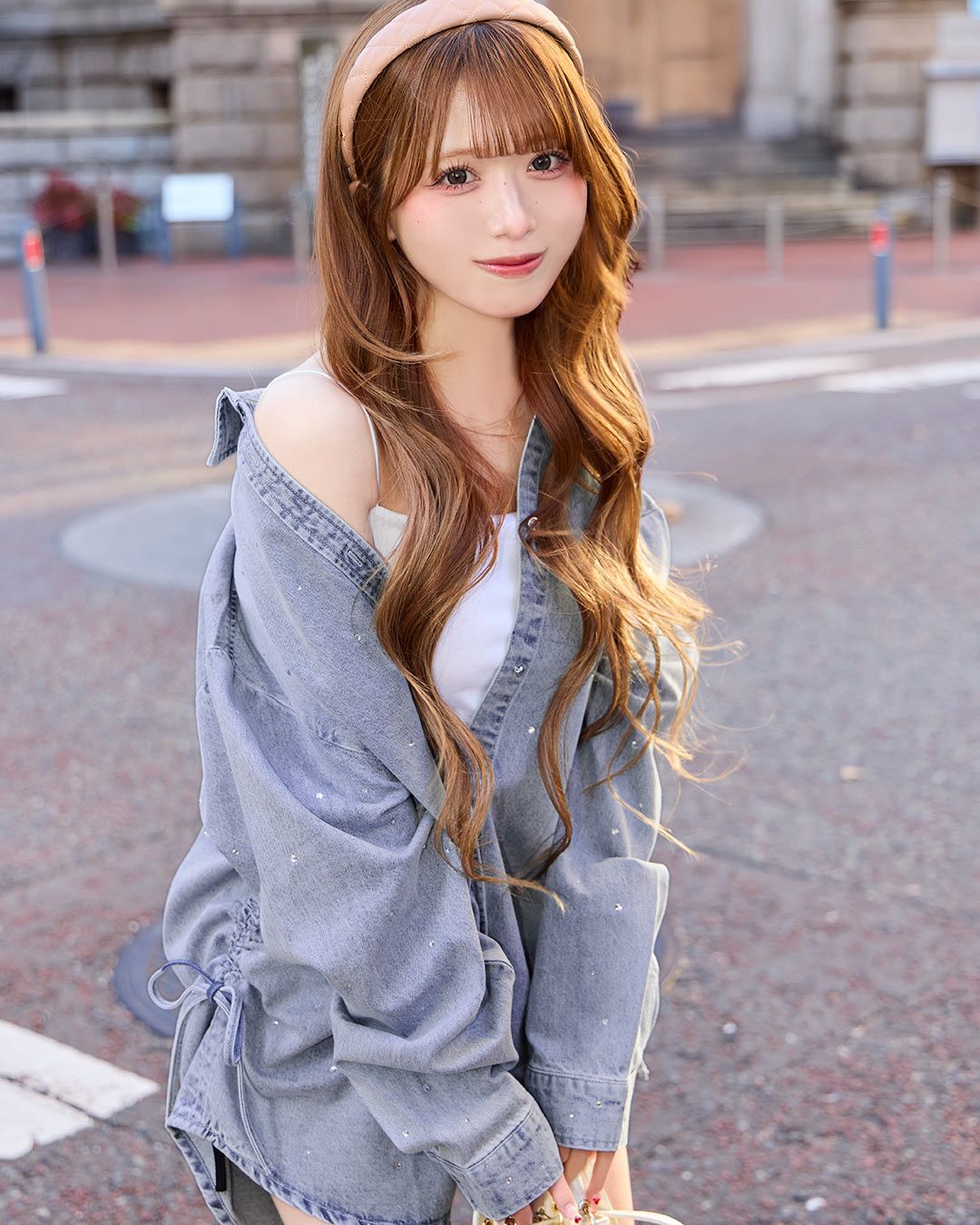 Rady ラインストーンデニムシャツ ラインストーンデニムシャツ ライトブルー | ファッション通販