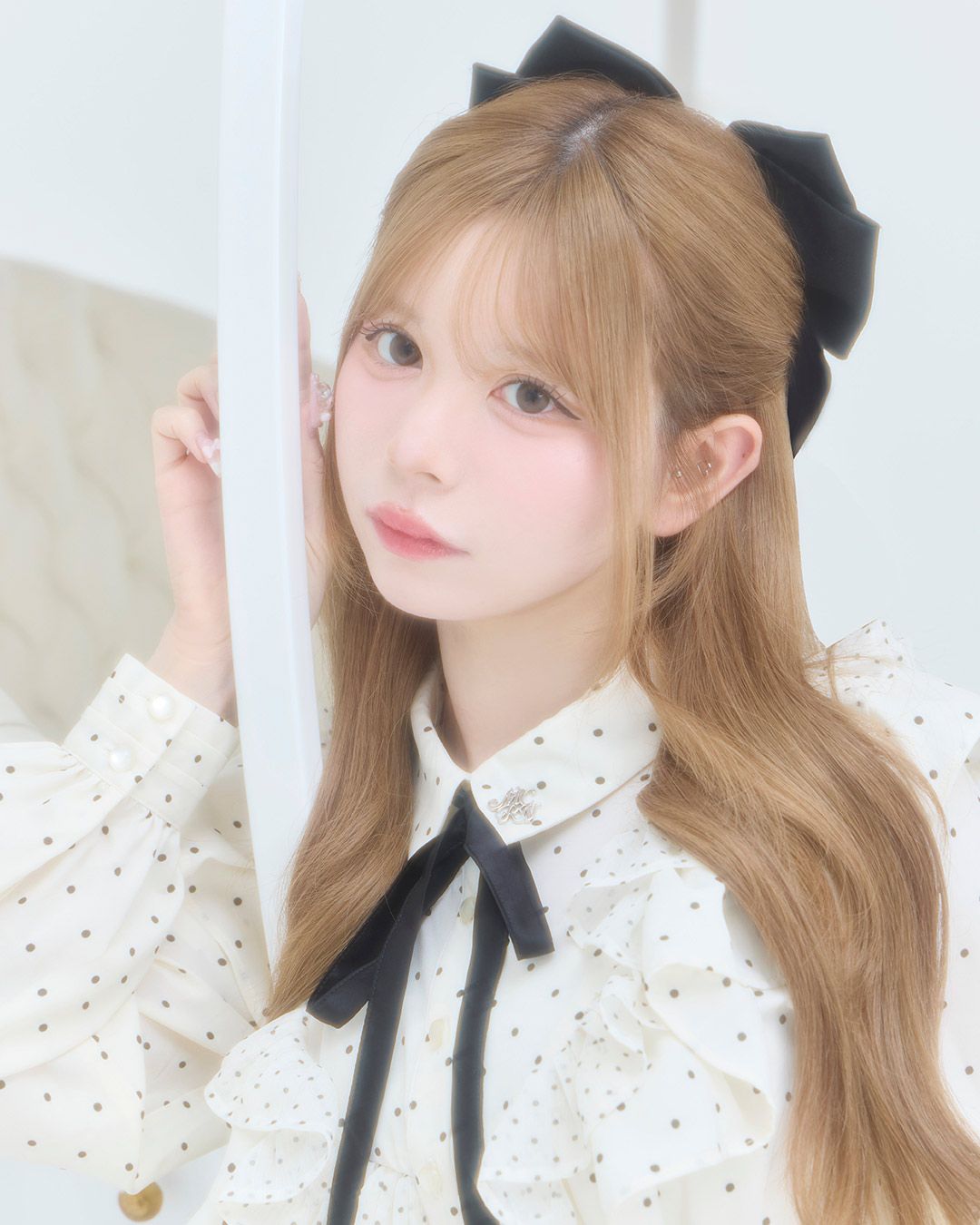 ドットフリルティアードワンピース アイボリー | ファッション通販