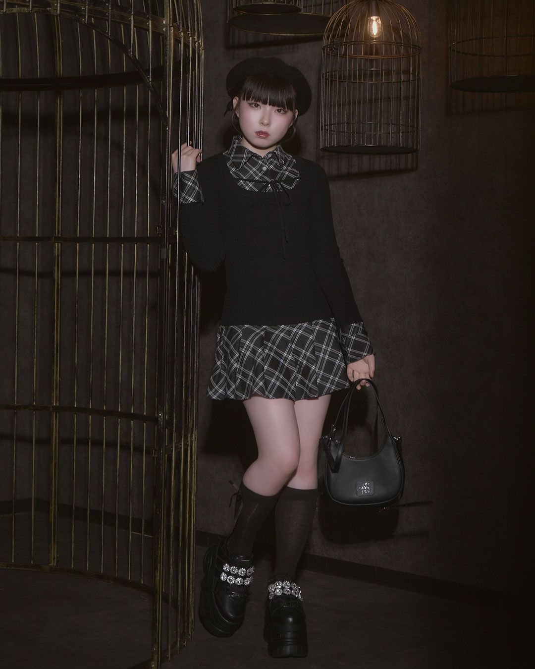 チェックドッキングワンピース ブラック | ファッション通販＆メディア