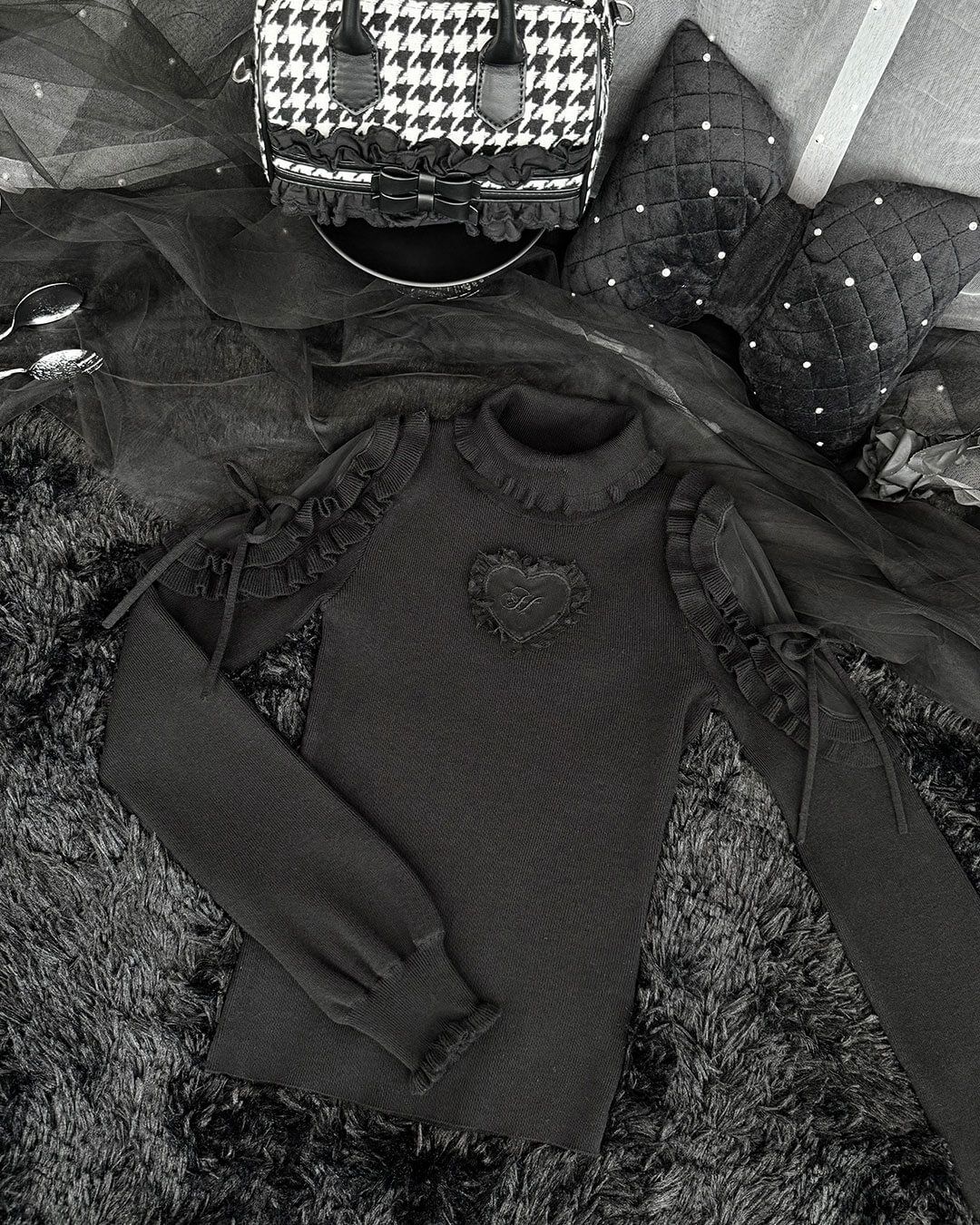 ハートカットタートルニット シエルブルー | ファッション通販