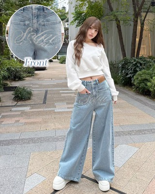 【未使用】SOLNI プリントワイドデニム SOLNI】ボトムス