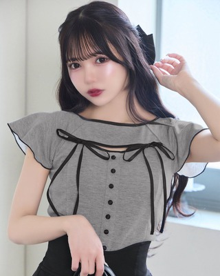 リボンスリーブトップス ミシェルマカロン チェックリボンブラウス ピンク | ファッション通販＆メディア