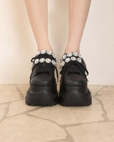 ボリュームソールビジューベルトスニーカー ホワイト