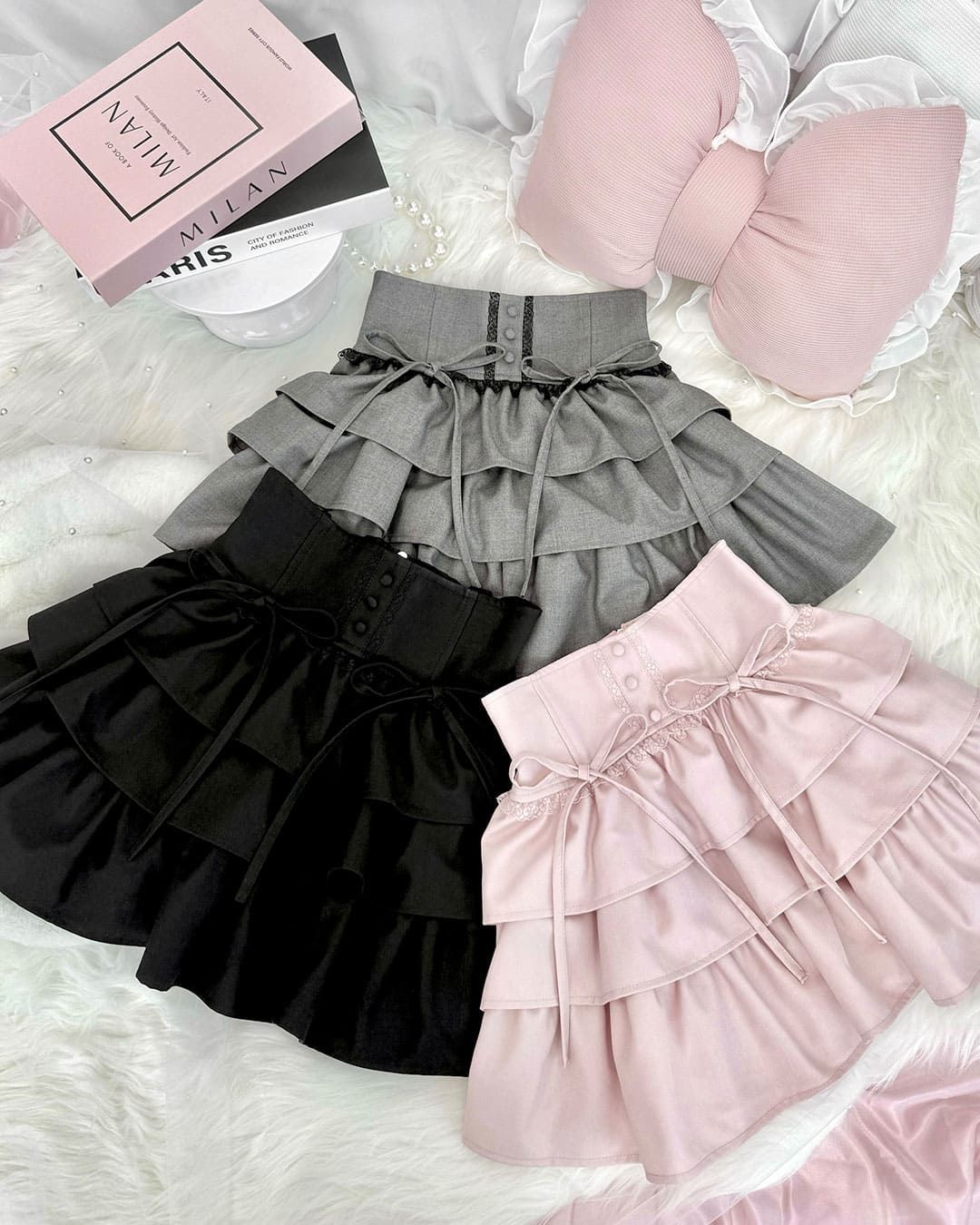 ティアードフリルスカート グレー | ファッション通販＆メディア