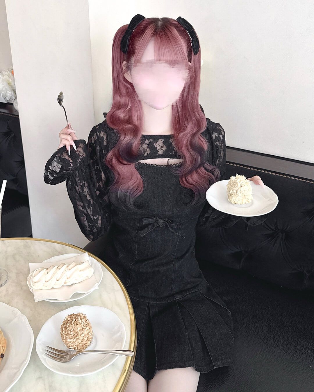 Honeymew レースアンサンブルデニムワンピース ブラック レースアンサンブルデニムワンピース ブラック | ファッション通販