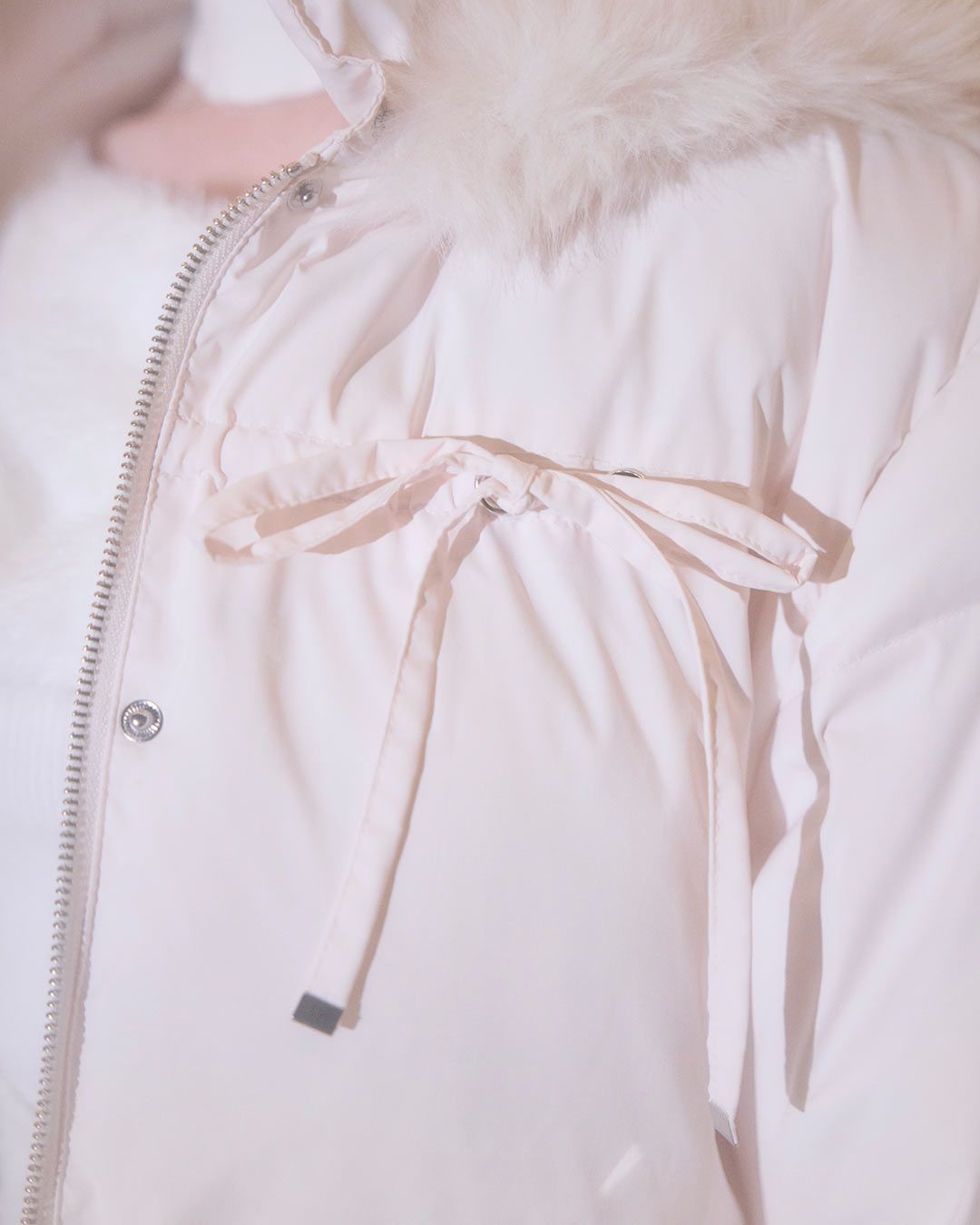 ファーフードリボンダウンコート ピンク | ファッション通販＆メディア