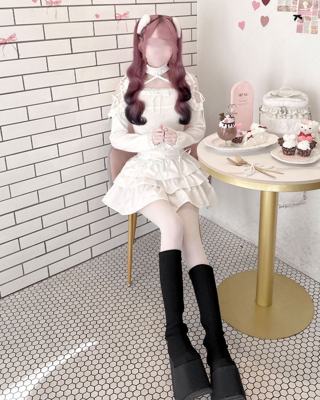 チョーカー付きフリルショルダートップス ピンク | ファッション通販