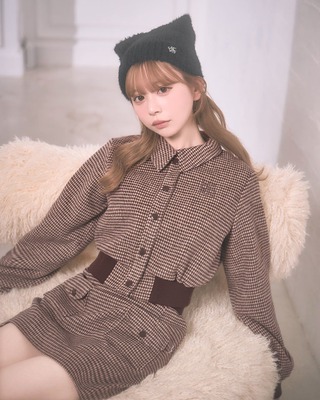 ランダムチェックアンサンブルワンピ ブラウン | ファッション通販