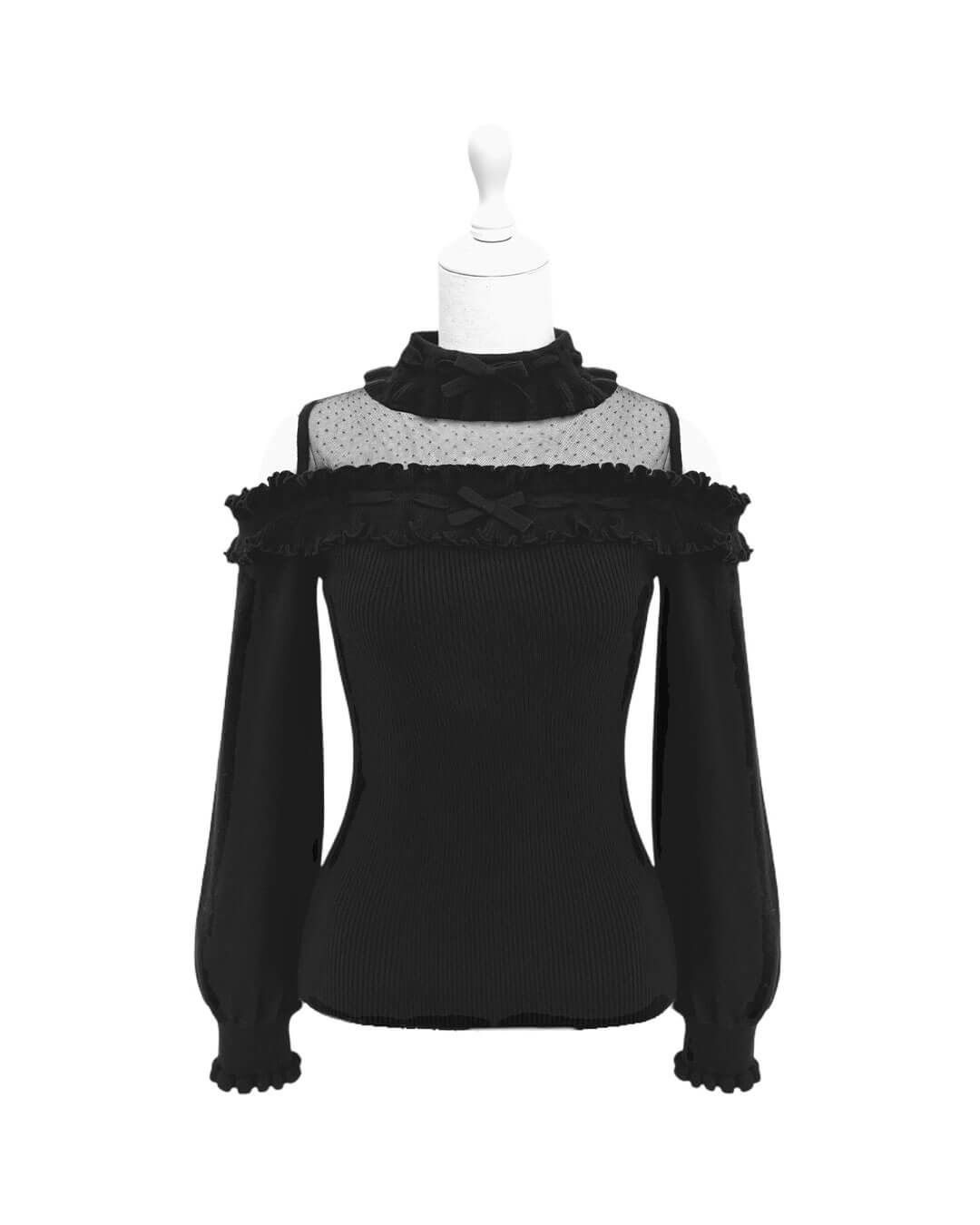 ドットチュール肩あきフリルトップス ピンク | ファッション通販