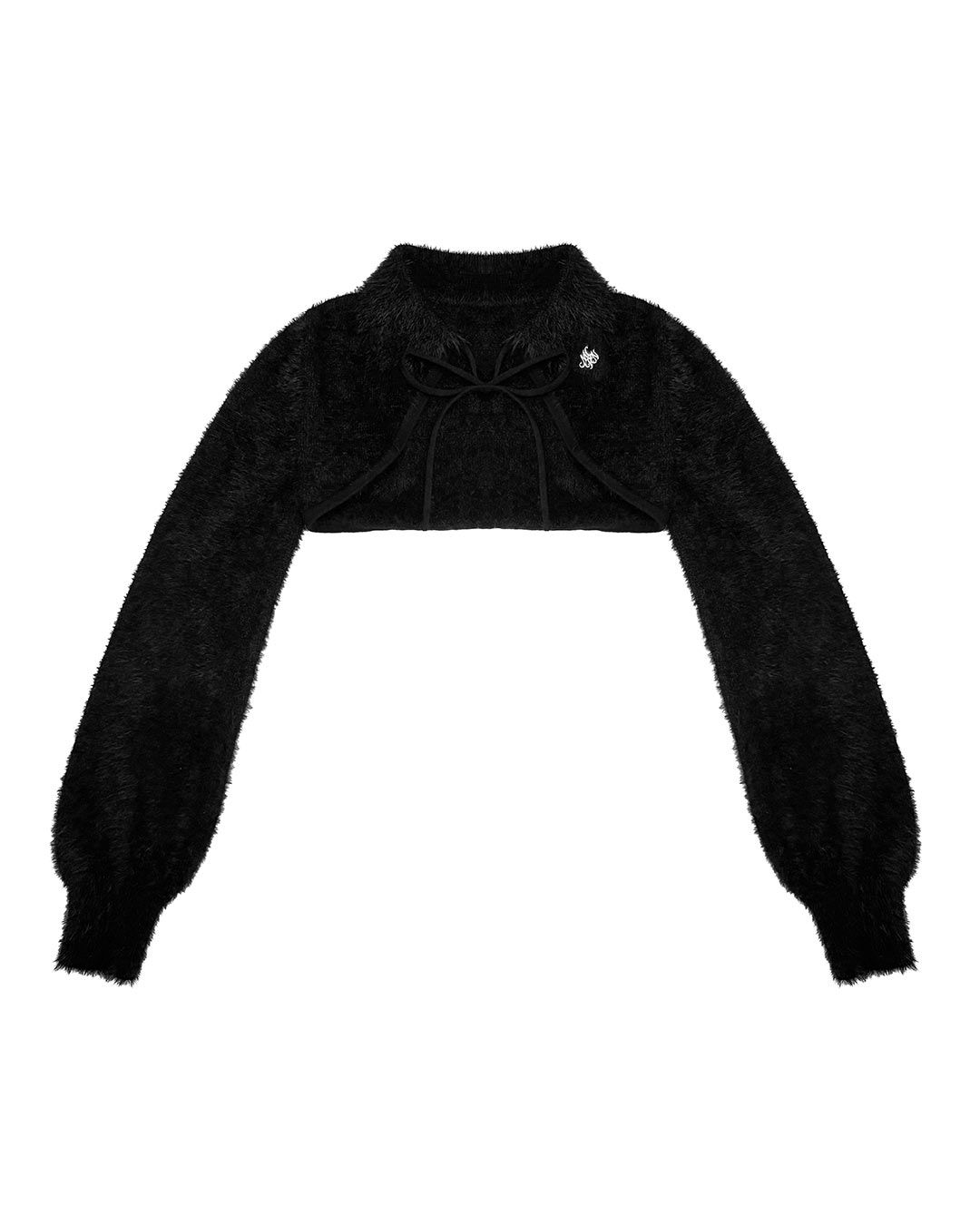 シャギーボレロsetギンガムチェックロングワンピ ブラック