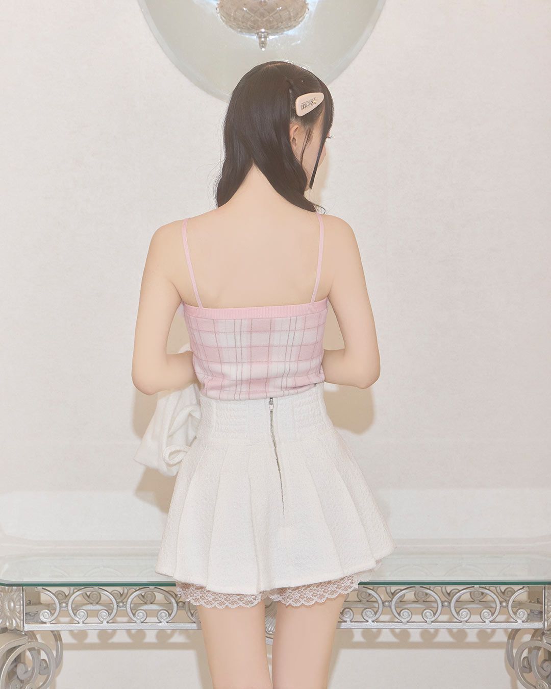 シャギーボレロチェックファートップス ブラック | ファッション通販