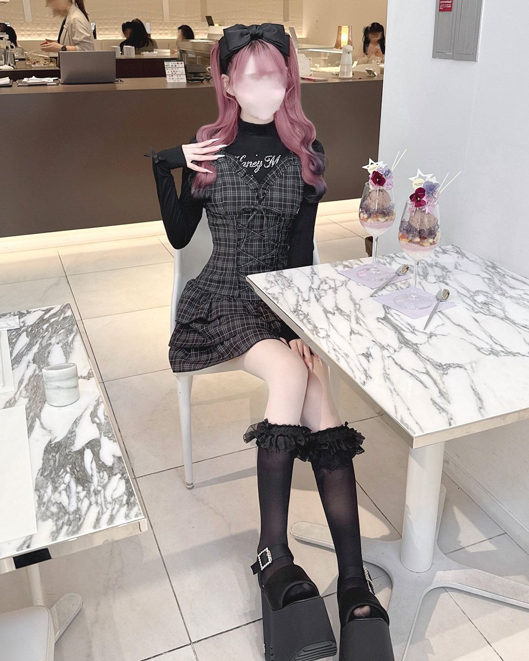 チェックレースアップフリルキャミワンピース ピンク | ファッション