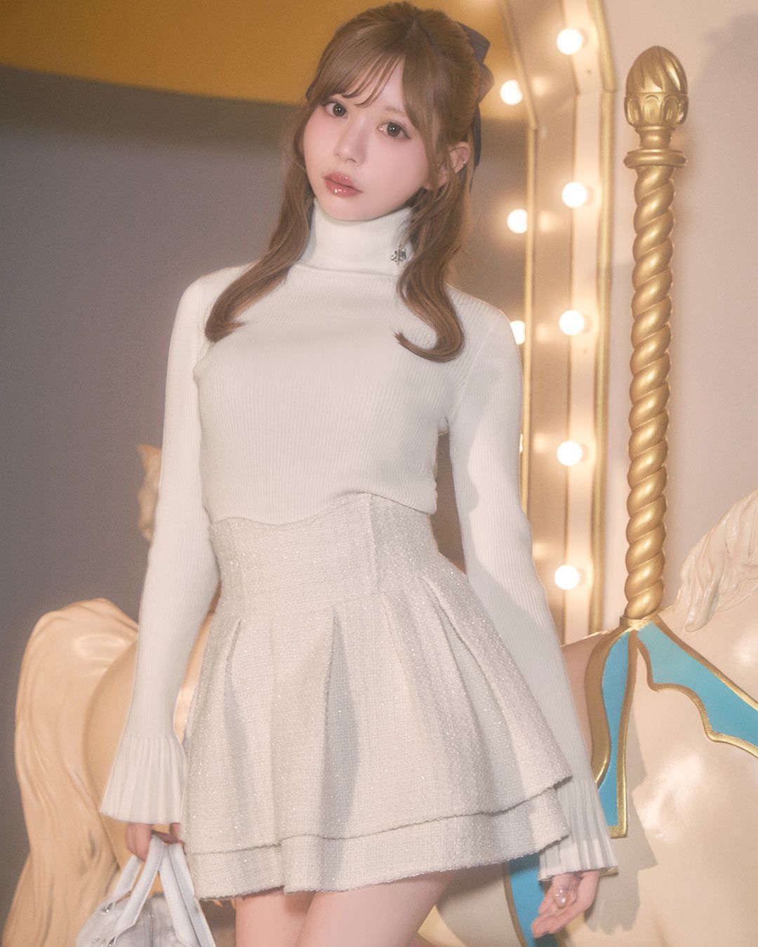 ファンシーツイード美脚スカート ブラック | ファッション通販