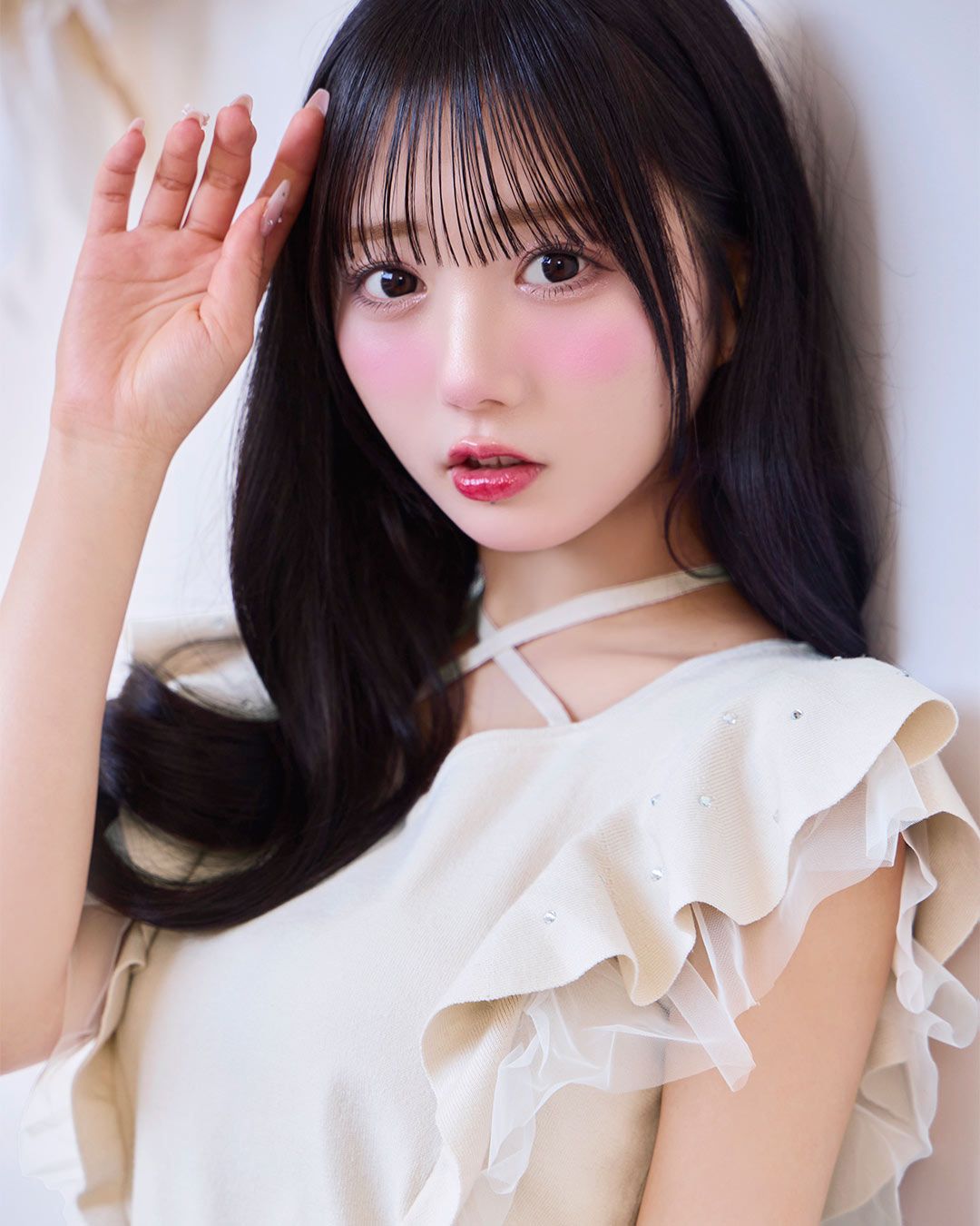 く*中様 ビジューフリルニットトップス アイボリー く*中様 ビジューフリルニットトップス アイボリー