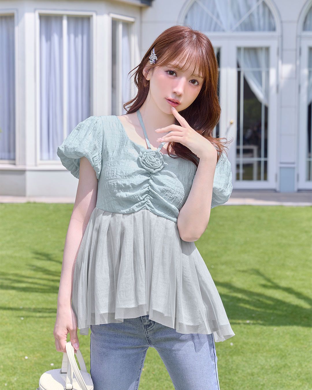 ローズフレアトップス ホワイト | ファッション通販＆メディアMyColor