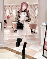 HONEYMEW ハニーミュウ ドットチュールロングスリーブワンピース ピンク ドットチュールロングスリーブワンピース ブラック | ファッション通販
