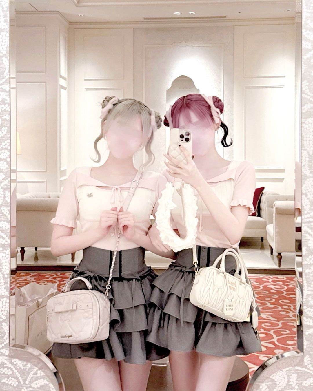 ミシェルマカロンティアードフリル付きグレーのミニスカート ミシェルマカロンティアードフリル付きグレーのミニスカート