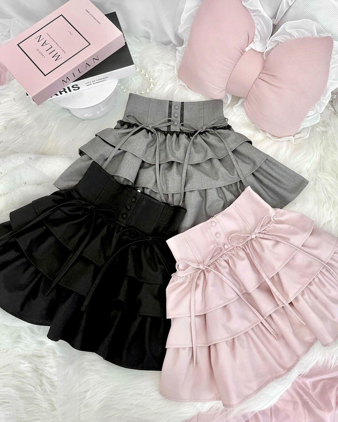 ティアードフリルスカート グレー | ファッション通販＆メディア