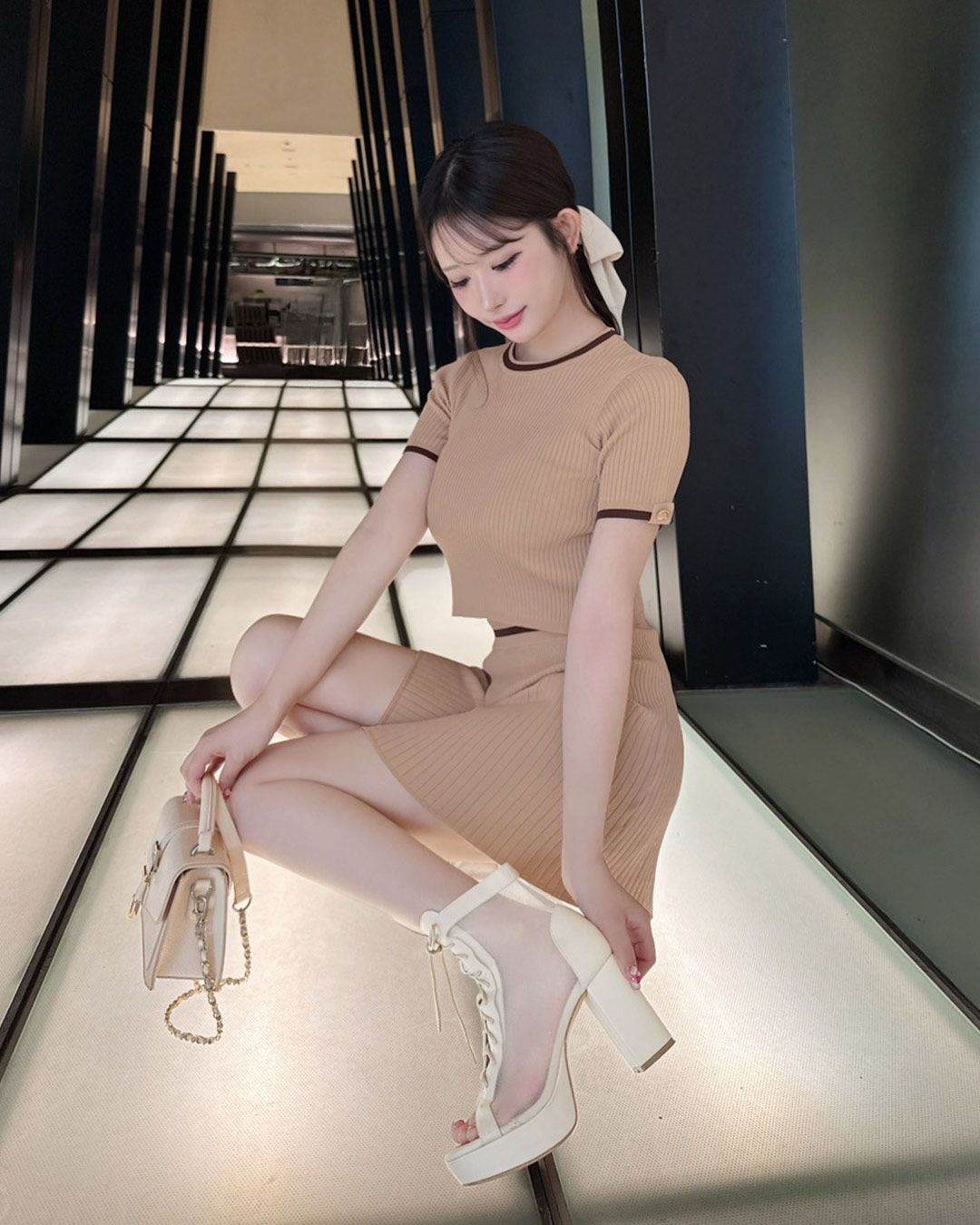 Cheri mi シェリミー メッシュオープントゥレースアップブーツ メッシュオープントゥレースアップブーツ ブラック