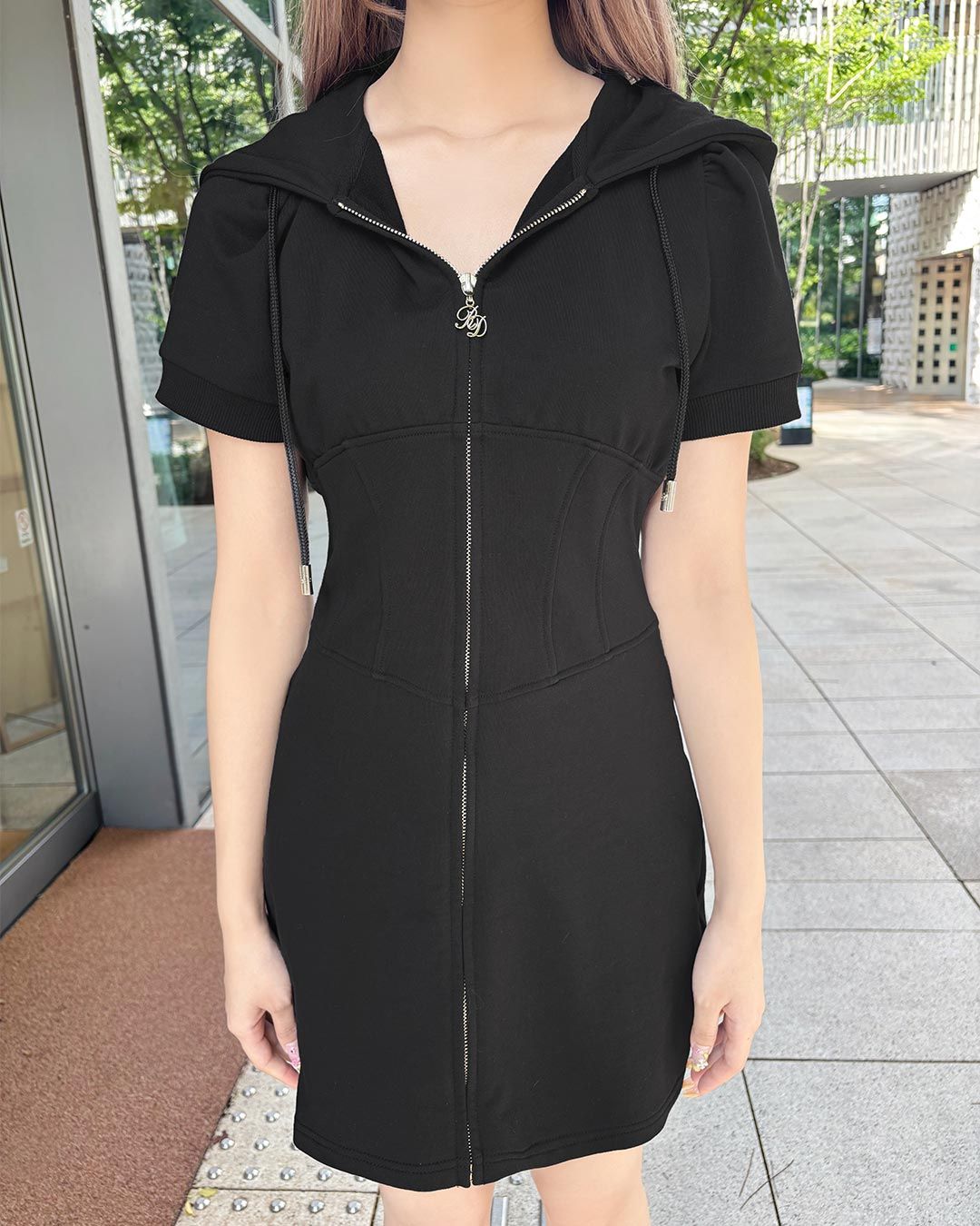 コルセットフーディワンピース ブラック | ファッション通販