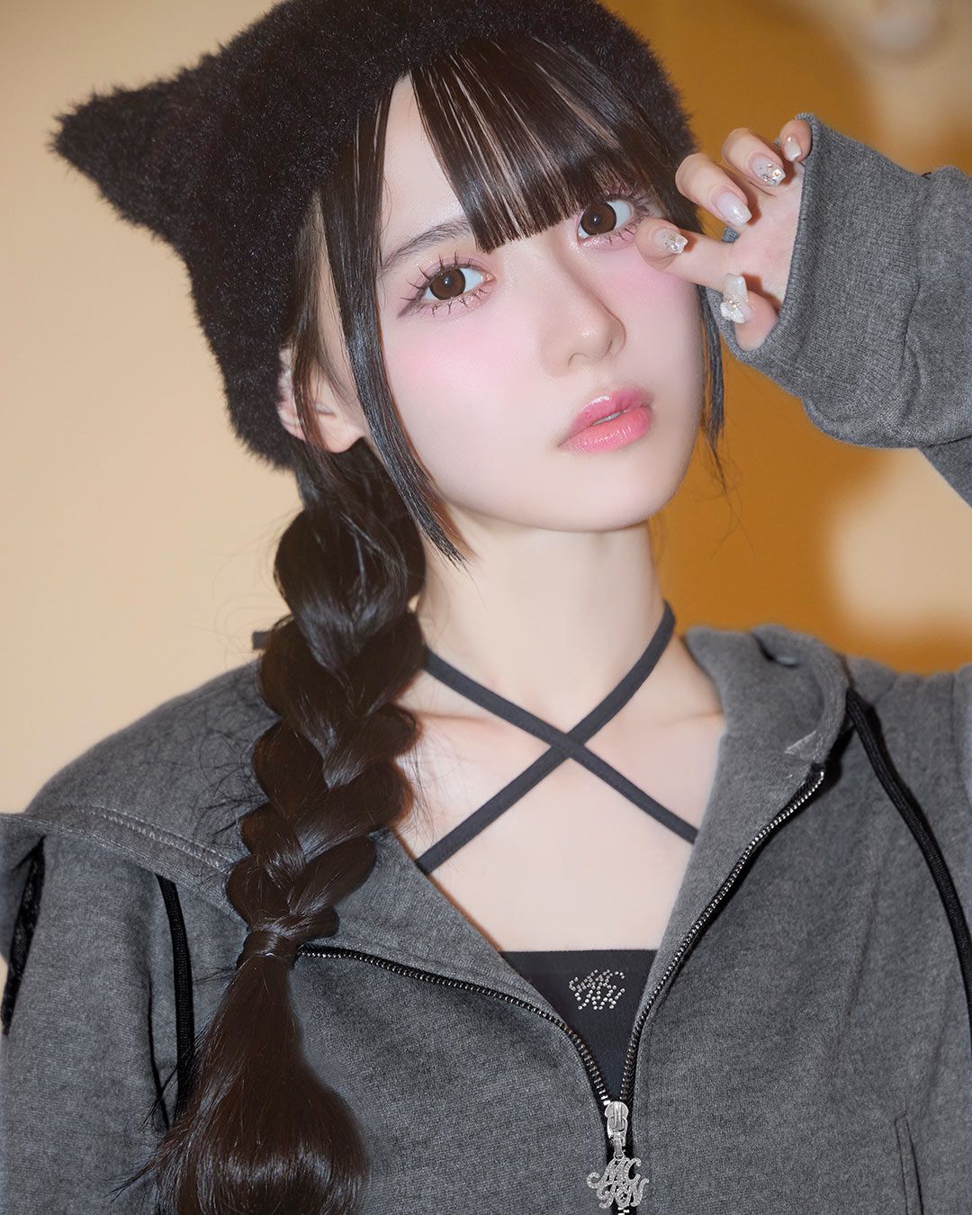 レースティアードセットアップ3点セット チャコールグレー