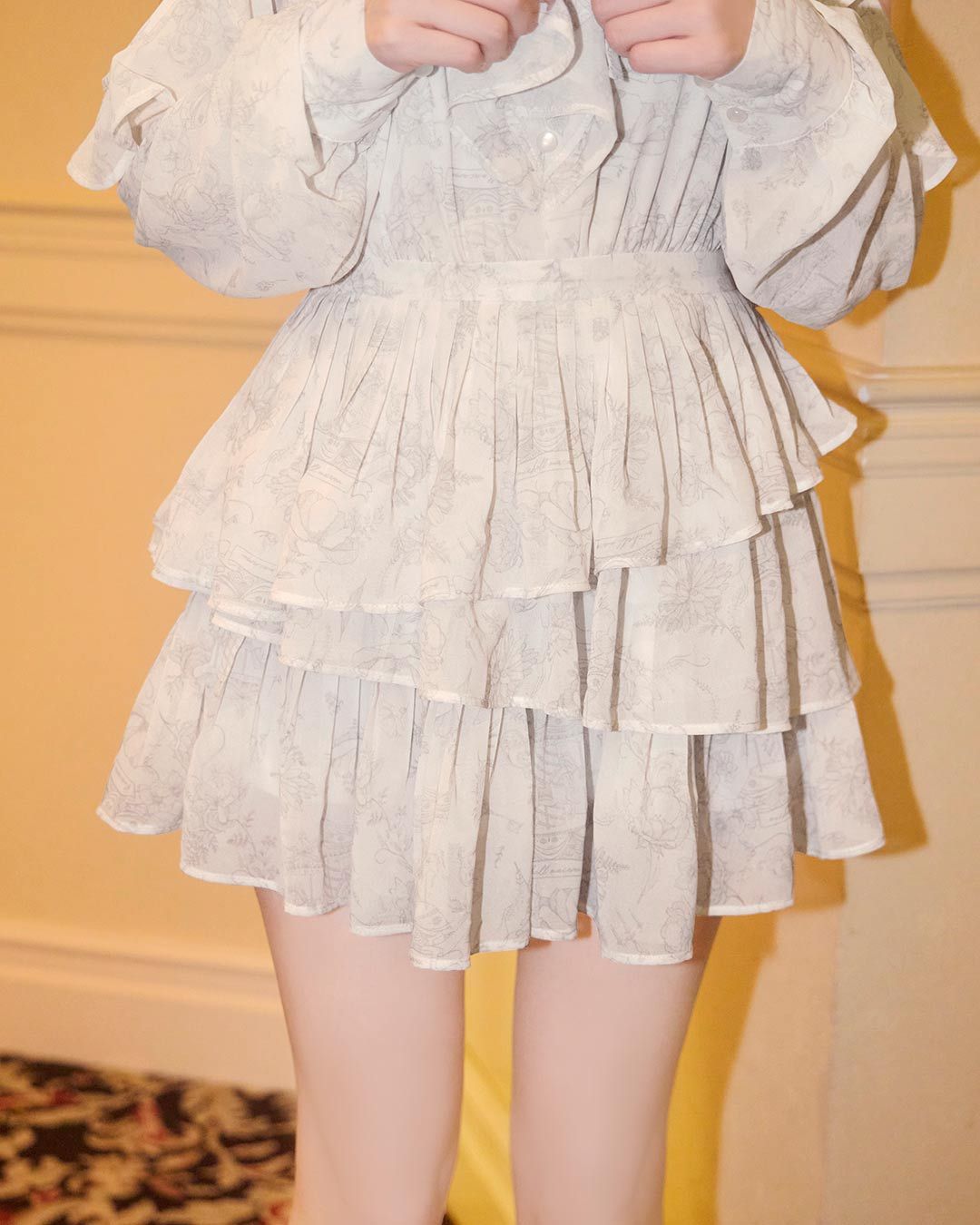 ミシェルマカロン ティアードフリルミニワンピース ティアードフリルミニワンピース ベージュ | ファッション通販