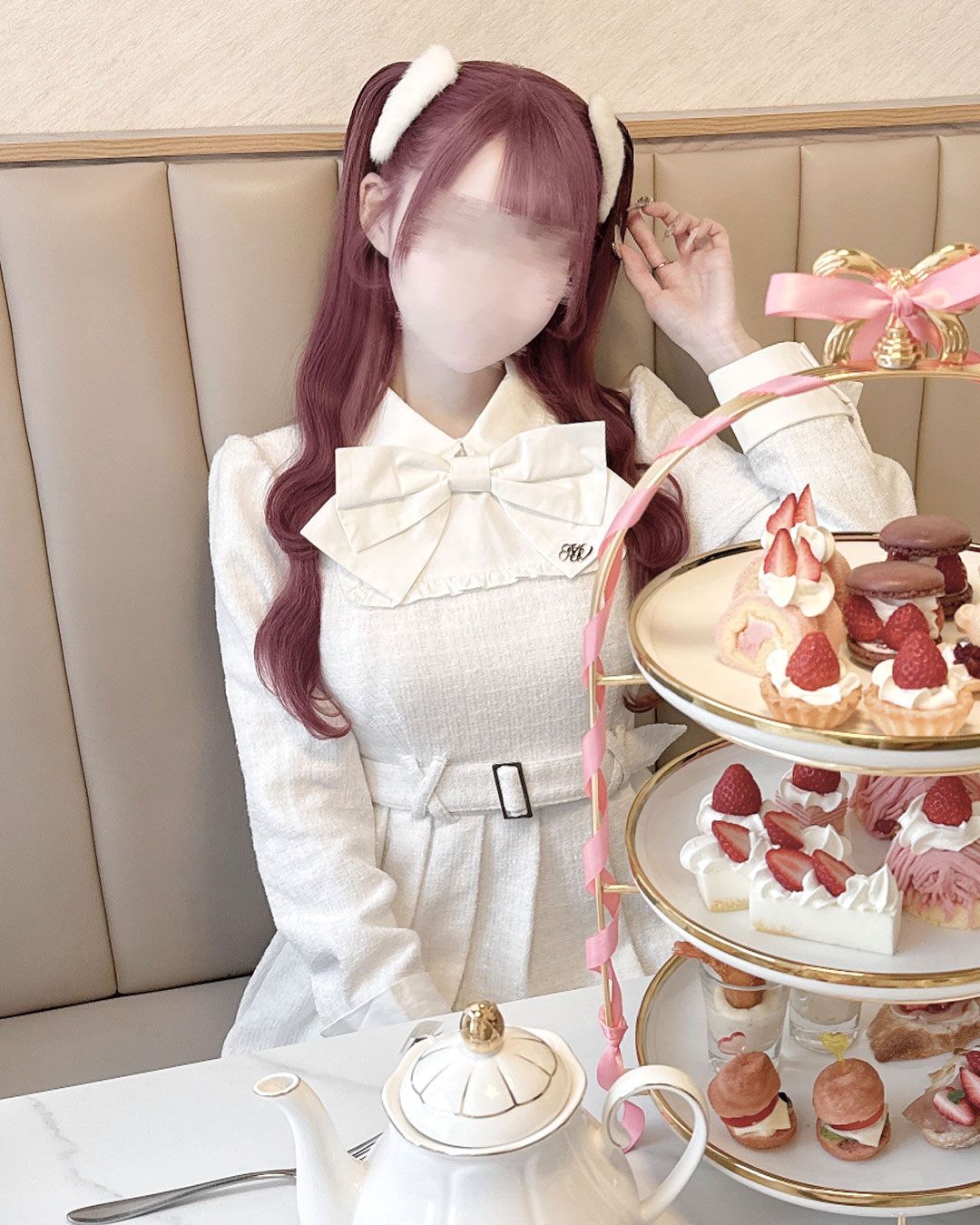 ビッグリボンツイードプリーツワンピース ブラック | ファッション通販