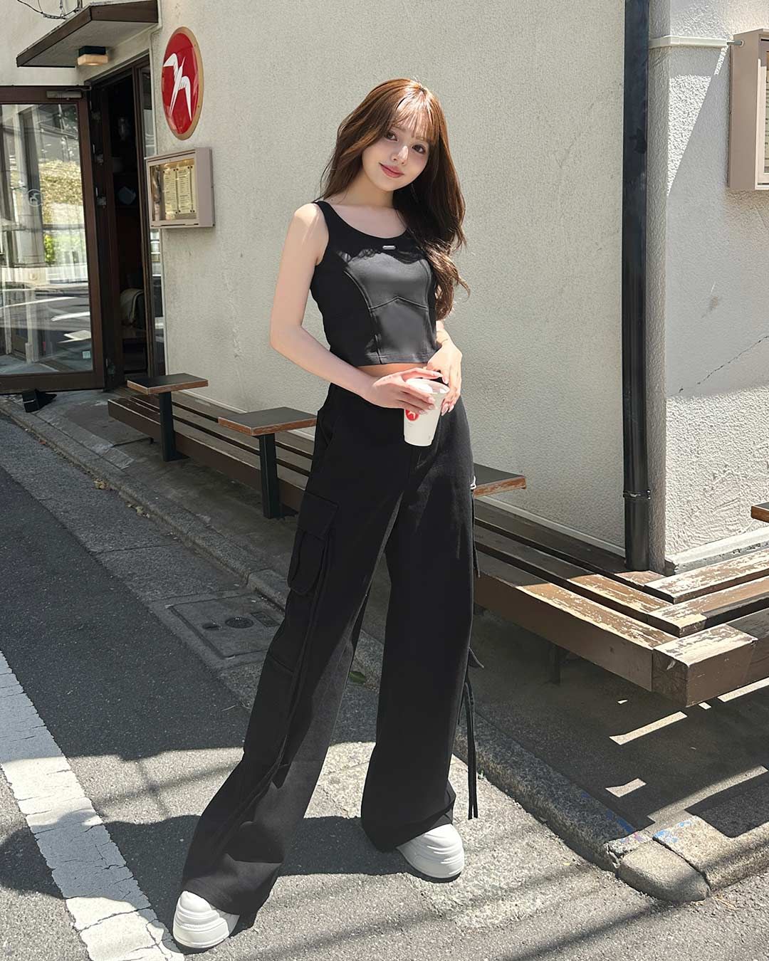 ドローストリングカーゴパンツ ブラック | ファッション通販＆メディア