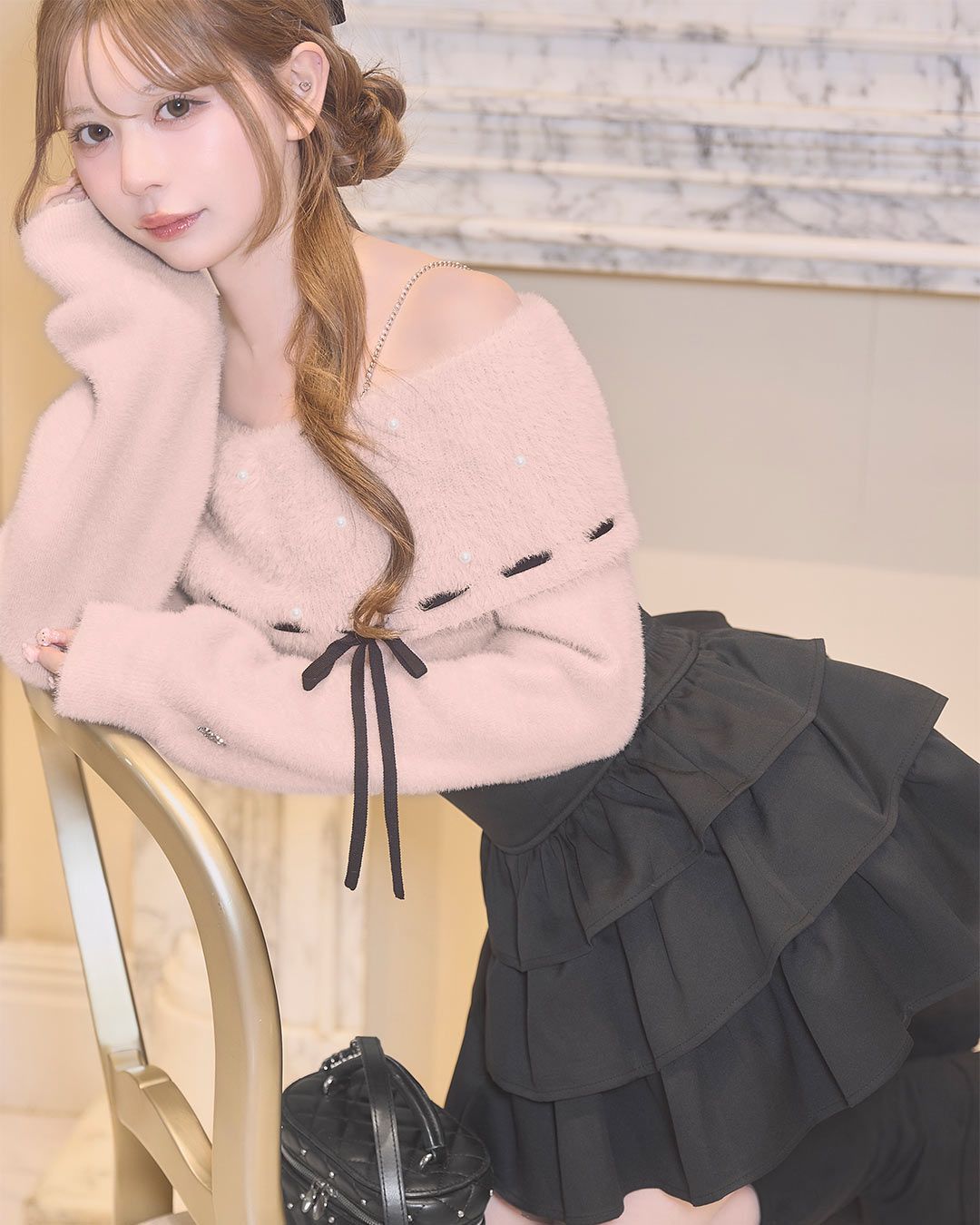 フリル美脚スカート ブラック | ファッション通販＆メディアMyColor